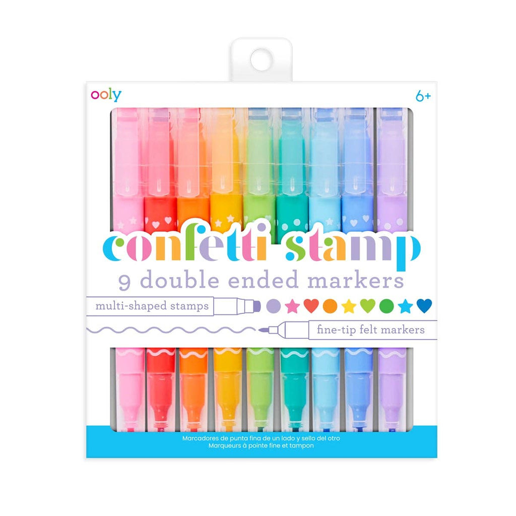OOLY Confetti Stamp Double-Ended Markers - Set of 9