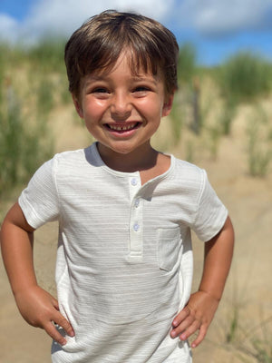 Me & Henry Dodger Ribbed Henley in White