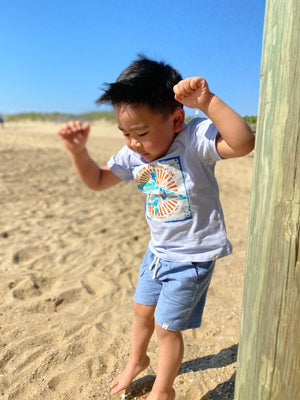 Me & Henry Bluepeter Ribbed Knit Shorts in Blue