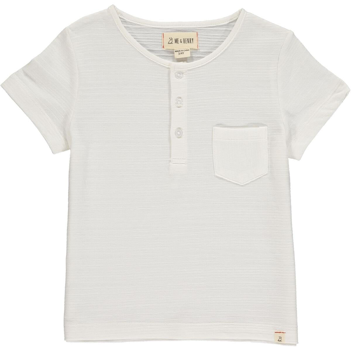 Me & Henry Dodger Ribbed Henley in White