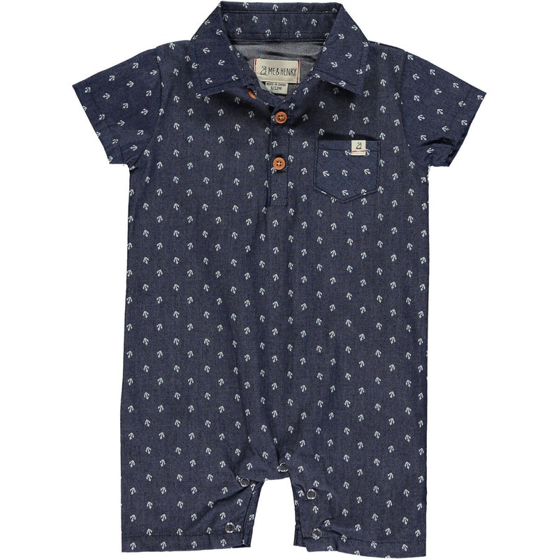 Me & Henry Sandy Romper in Chambray Anchors