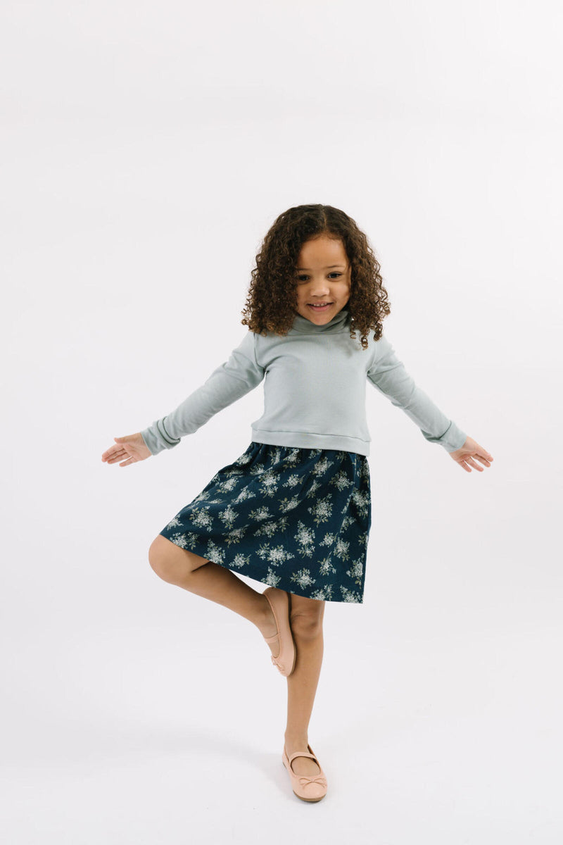 Thimble Funnel Sweatshirt Dress in Glacier Corsage