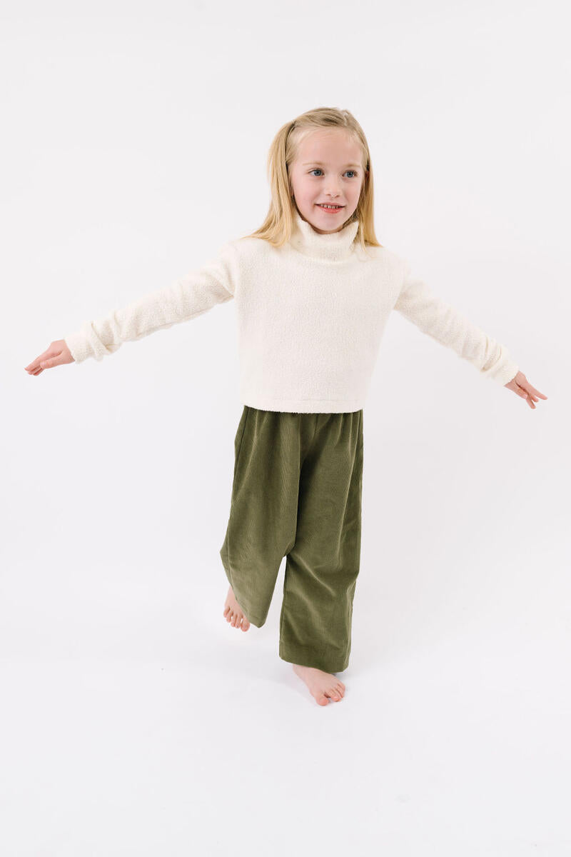 Thimble Funnel Cropped Sweatshirt in Cream Sherpa