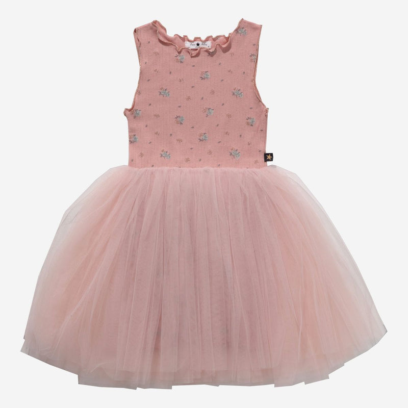 Petite Hailey Vintage Flower 5 Tutu Dress in Pink