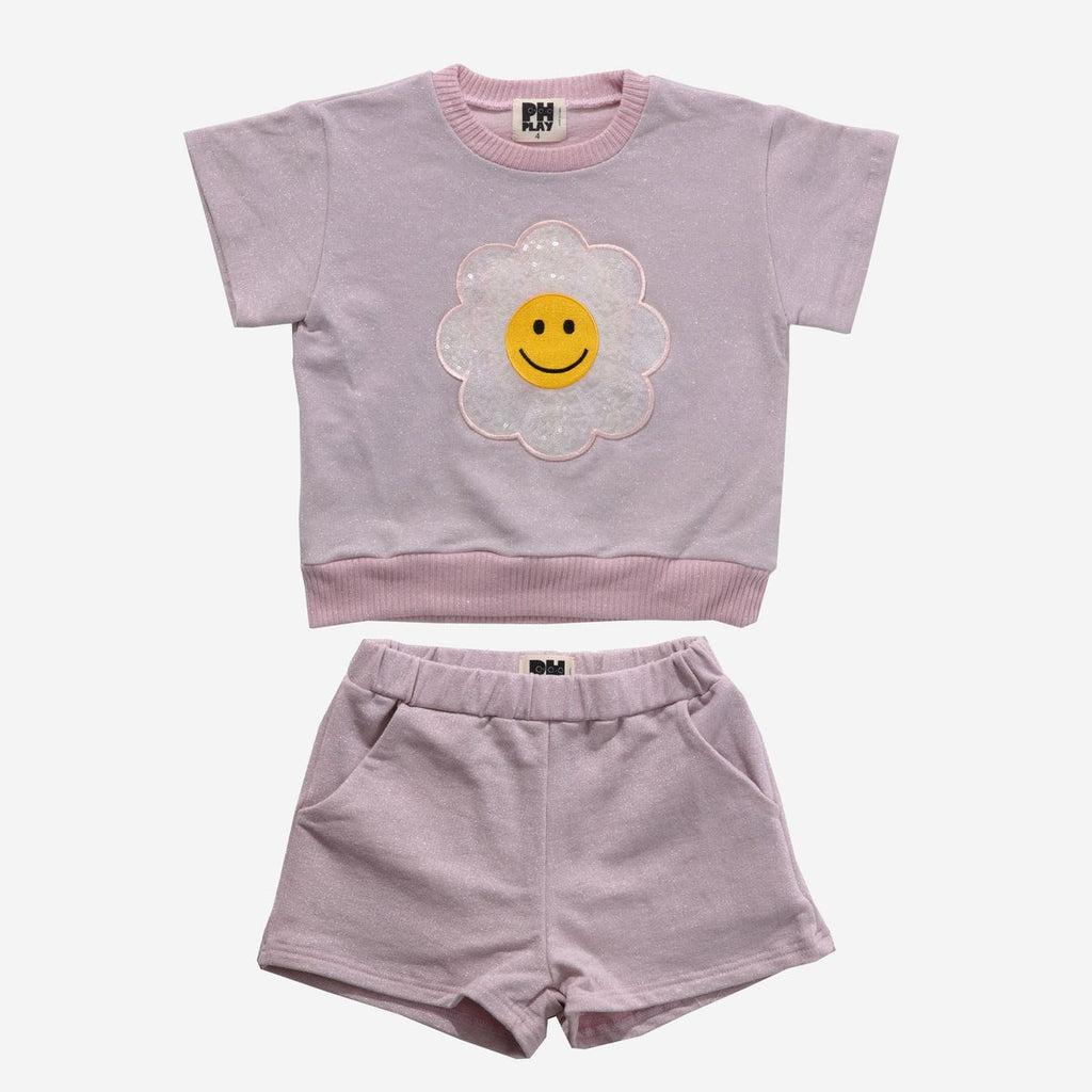 Petite Hailey Sweatshirt Set in Pink Metallic Daisy