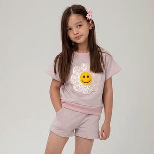 Petite Hailey Sweatshirt Set in Pink Metallic Daisy