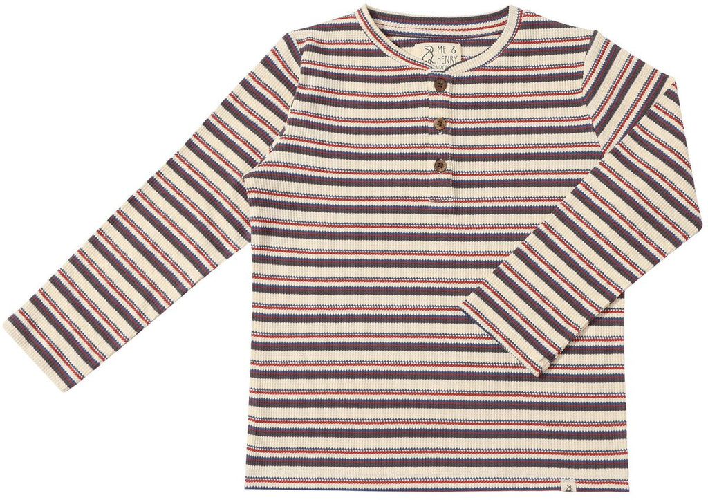 Me & Henry Adams Henley in Rust Stripe
