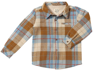 Me & Henry Adventurer Sherpa Lined Shirt in Beige Plaid