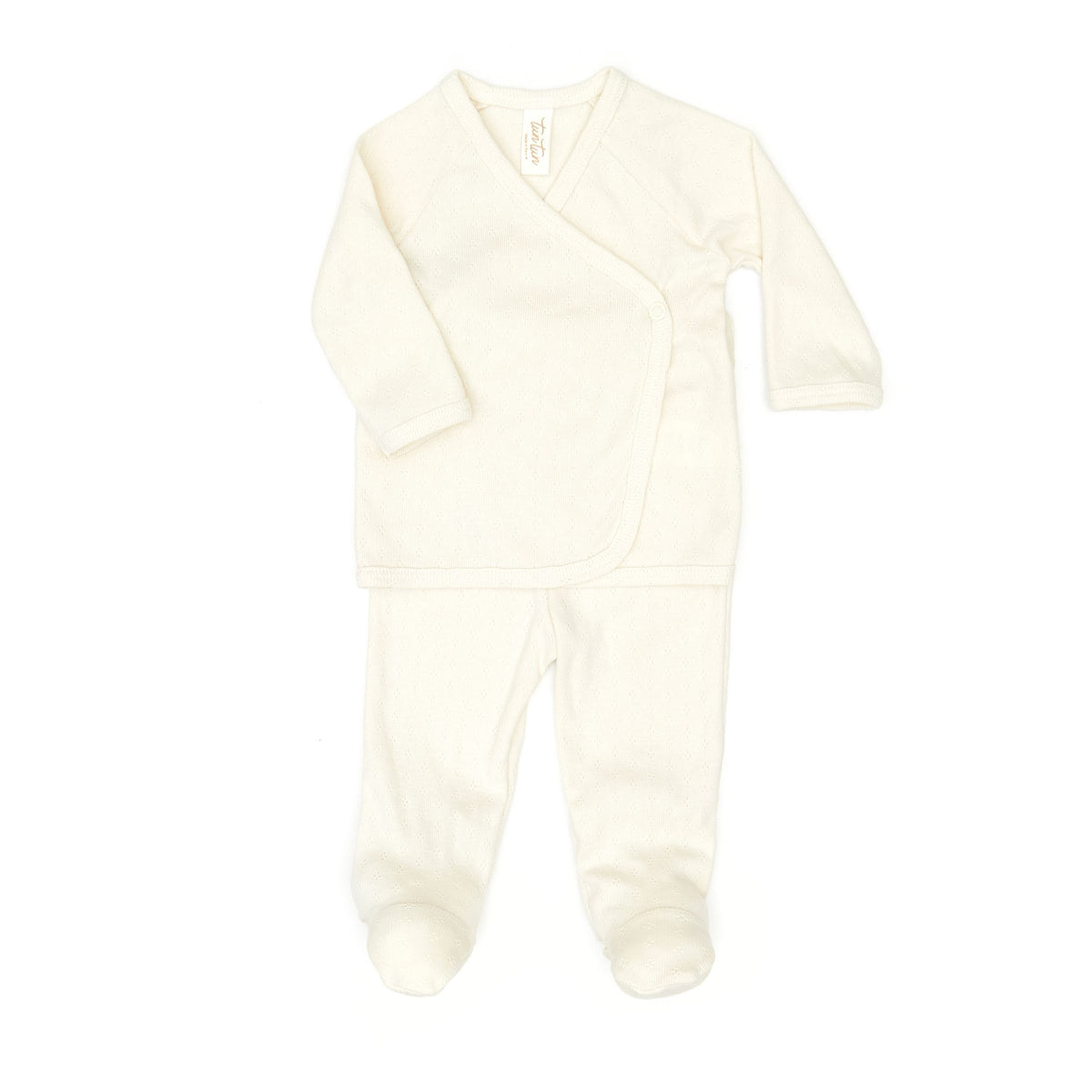 Tun Tun Pointelle Kimono Set in White Swan