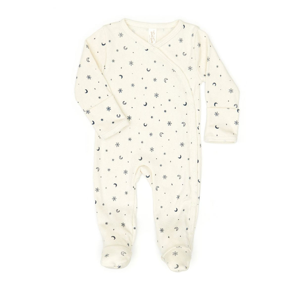 Tun Tun Zip Milan Footie in White Swan Snowflakes