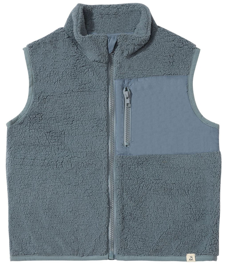 Me & Henry Gilt Sherpa Vest in China Blue
