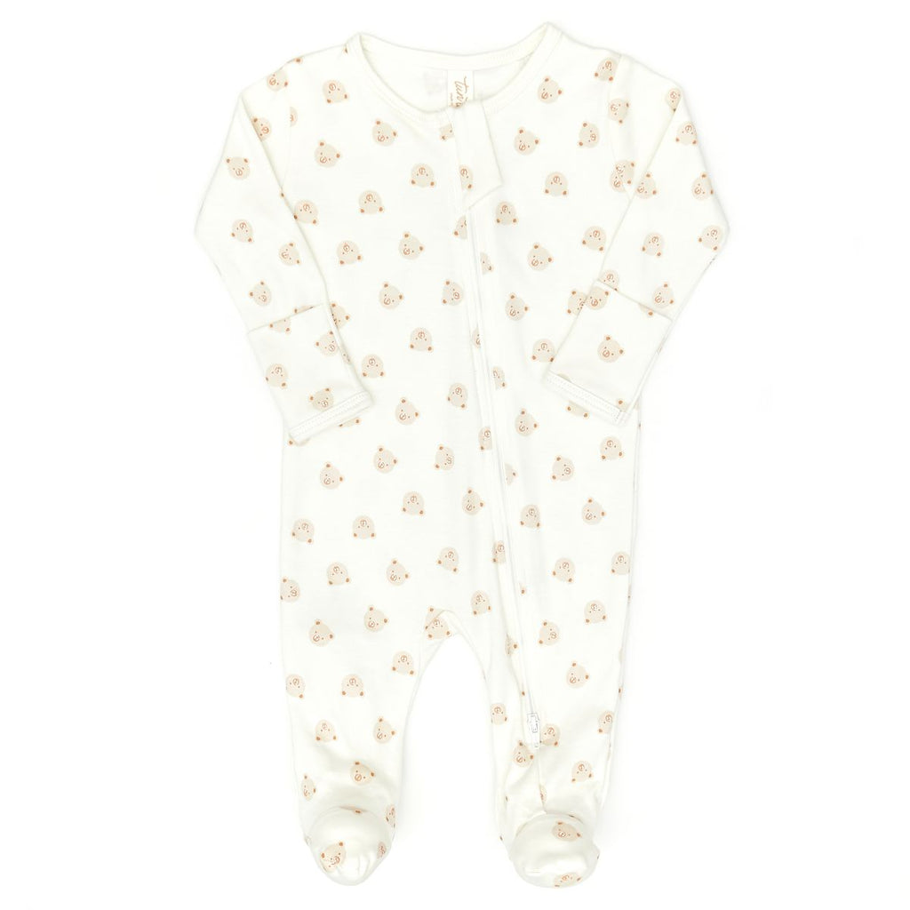 Tun Tun Zip Footie in Natural Bears