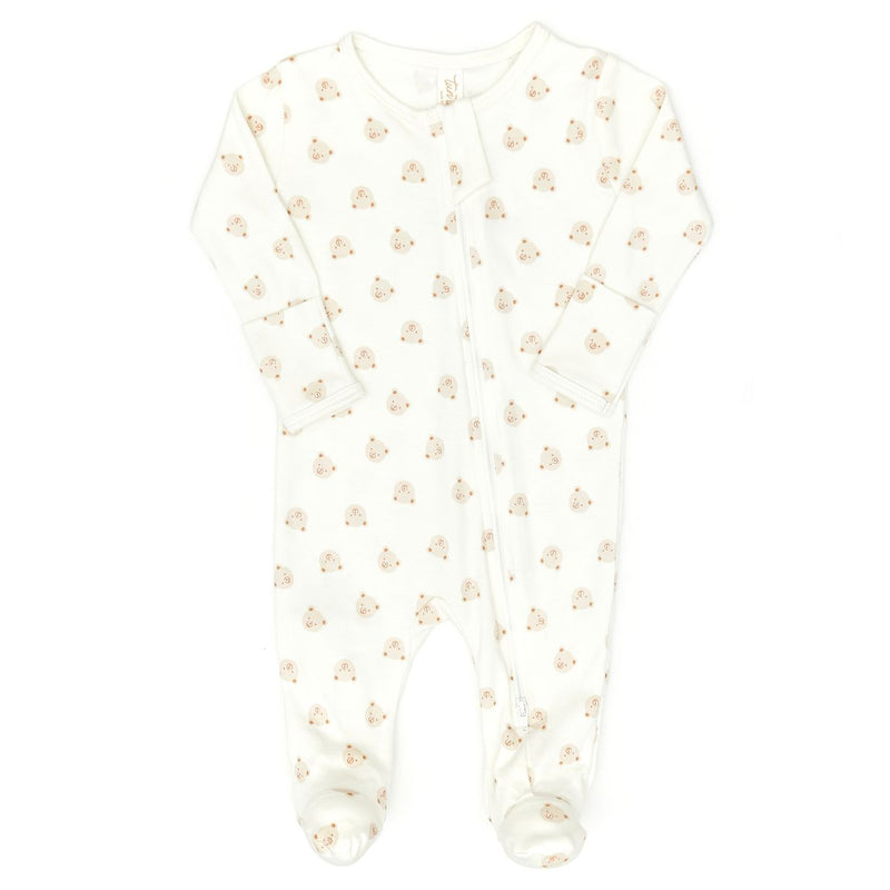Tun Tun Zip Footie in Natural Bears