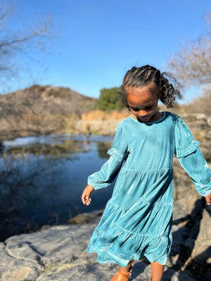 Vignette Eliana Dress in Teal Velvet