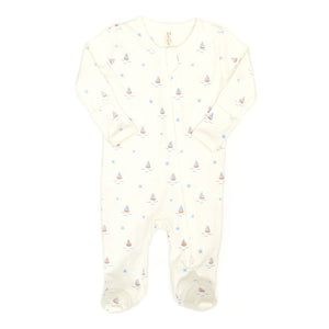 Tun Tun Double Zip Footie in Natural Boats