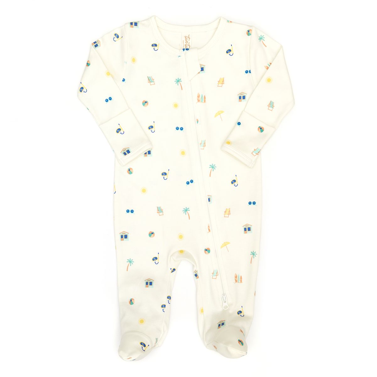 Tun Tun Double Zip Footie in Natural Summer