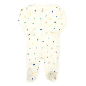 Tun Tun Double Zip Footie in Natural Summer