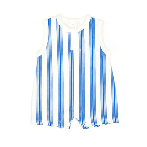 Tun Tun Sleeveless Romper in Blue Stripes