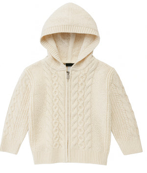 Me & Henry Hoody Cable Sweater in Cream