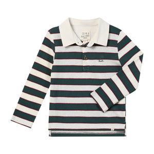 Me & Henry Scrum Rugby Shirt in Green Stripe