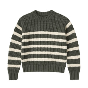 Me & Henry Zippy Sweater in Green Stripe