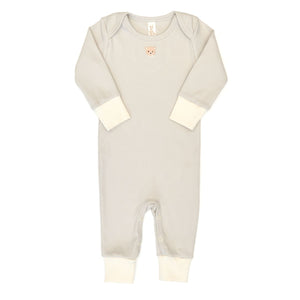Tun Tun Lap Should Ribbed Romper in Light Gray Teddy