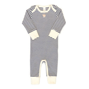 Tun Tun Lap Should Ribbed Romper in Navy Striped Teddy