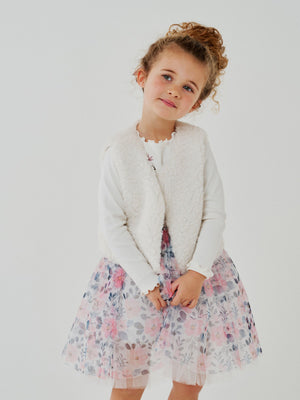 Petite Hailey Nari Flower Teddy Vest in White