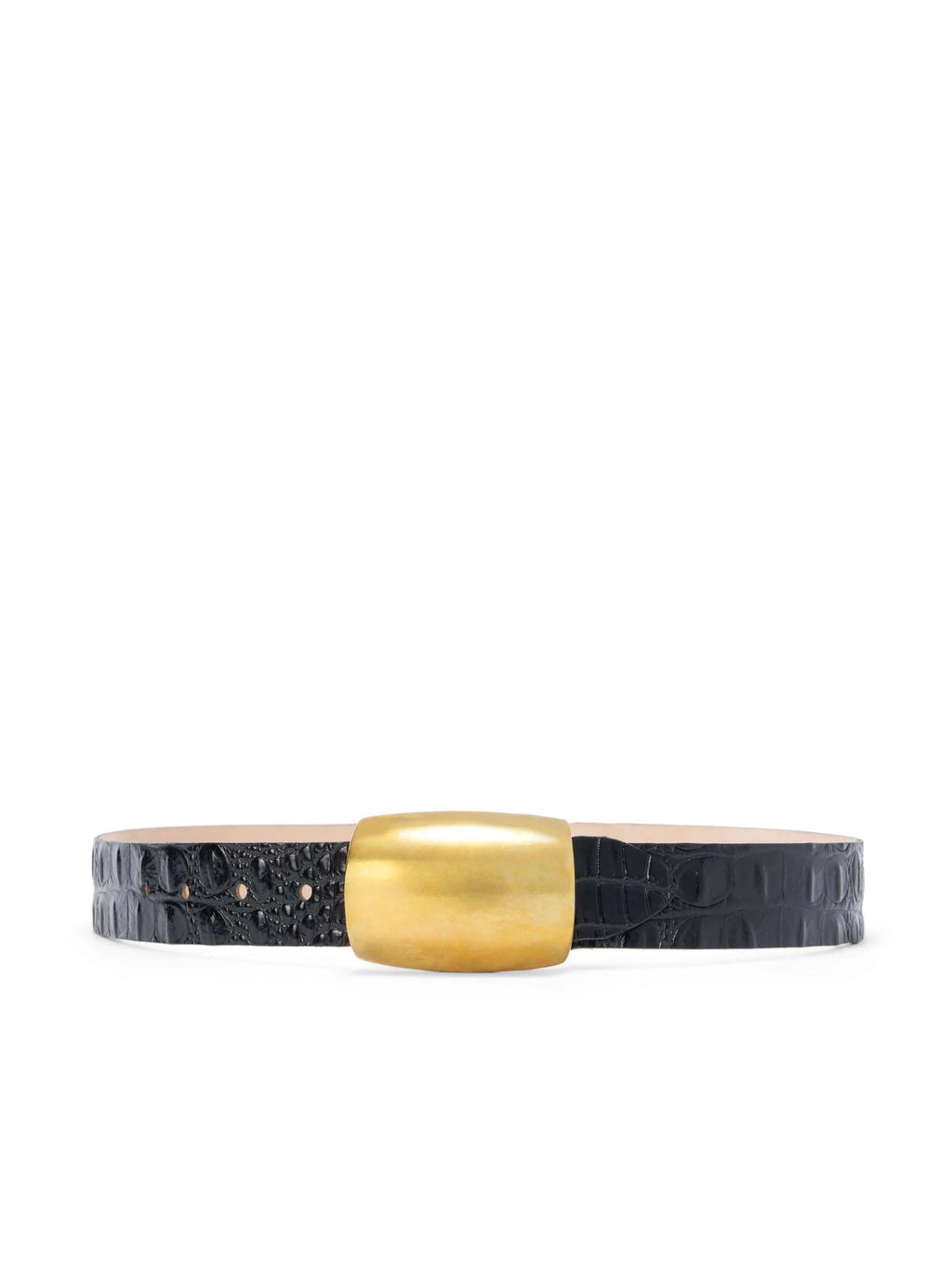 L'agence Milou Domed Croc Embossed Belt in Black