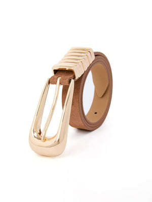 Ettika Metal Core Belt in Mocha Suede