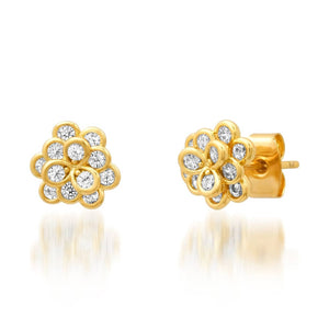 Tai 3D Flower Studs in Gold/Cz