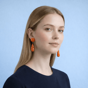 Michael Nash Jewelry Kathryn Orange And Yellow Drop Polka Dot Earrings