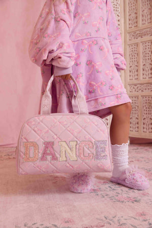 OMG Accessories DANCE Quilted Floral Bow Print Medium Duffle Bag