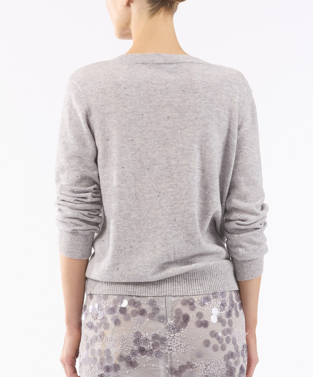 Le Superbe Discoball V-Neck Sweater in Foggy Grey