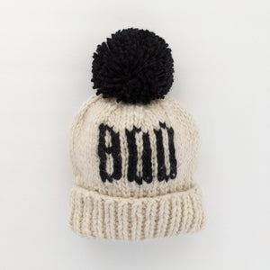 Huggalugs Hand Knit Beanie Hat in BOO
