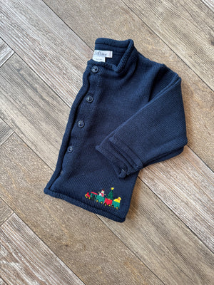 A Soft Idea Christmas Train Cardigan in Navy