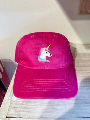 Harding Lane Kids Unicorn Baseball Hat in Bright Pink