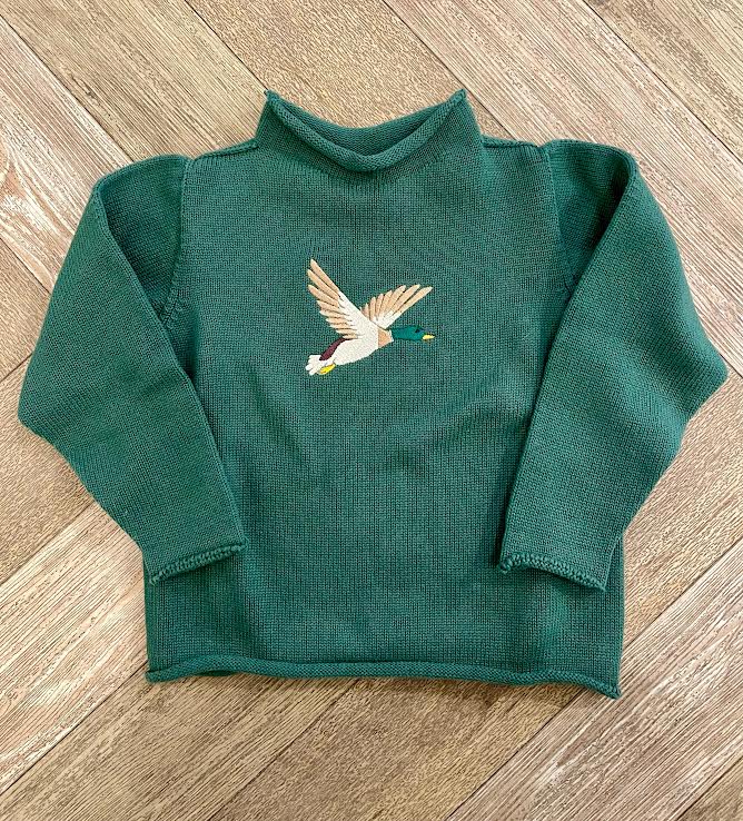 A Soft Idea Roll Neck Sweater in Green with Mallard