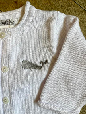 A Soft Idea Whale Cardigan in White
