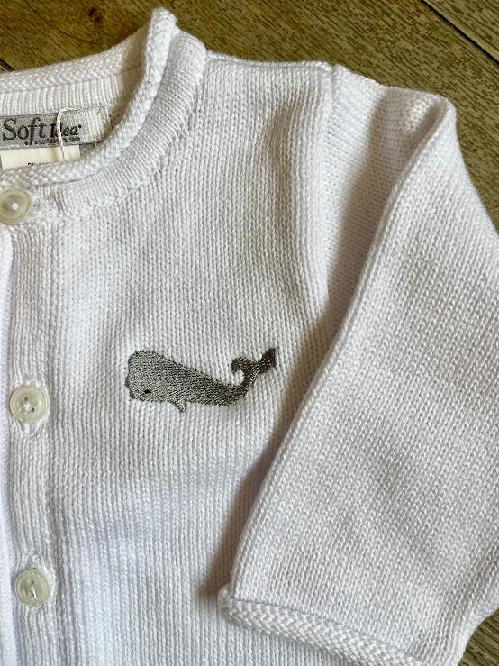 A Soft Idea Whale Cardigan in White