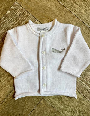 A Soft Idea Whale Cardigan in White