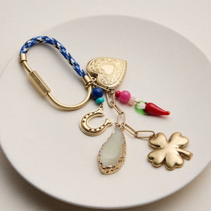 Frem NYC Lucky Bag Charm Keychain with Heart, Clover and Horseshoe