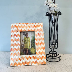 India Handicrafts Inc 4x6 Orange Zig Zag Bone Frame