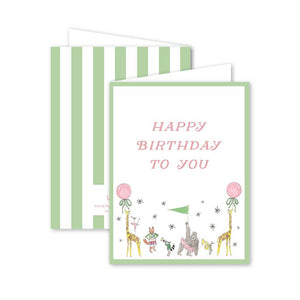 Dogwood Hill Animal Parade Birthday Card in Green