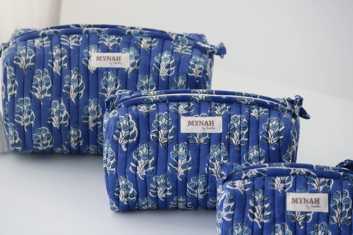 MYNAHbySmitha Quilted Travel Bag in Denim Blue -Assorted Sizes