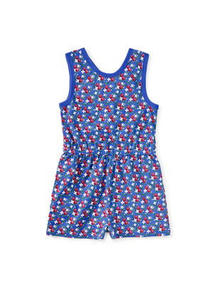 Tea Collection Reversible Wrap Romper in Flamenco Fan Rose