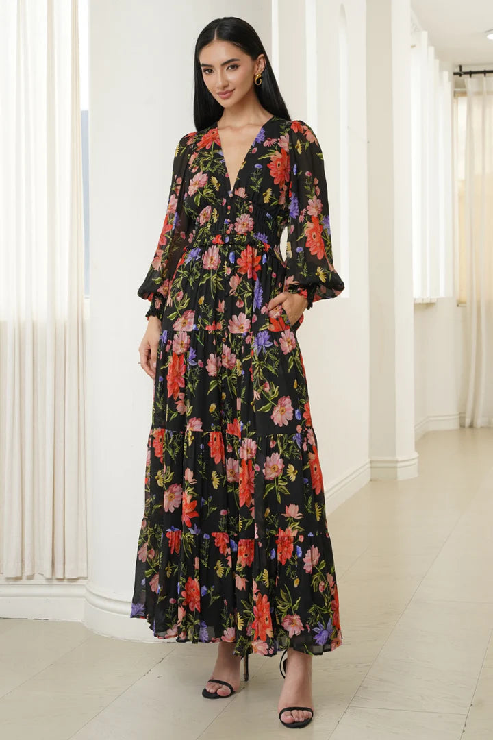Yumi Kim Frida Dress in Black Garden Bloom