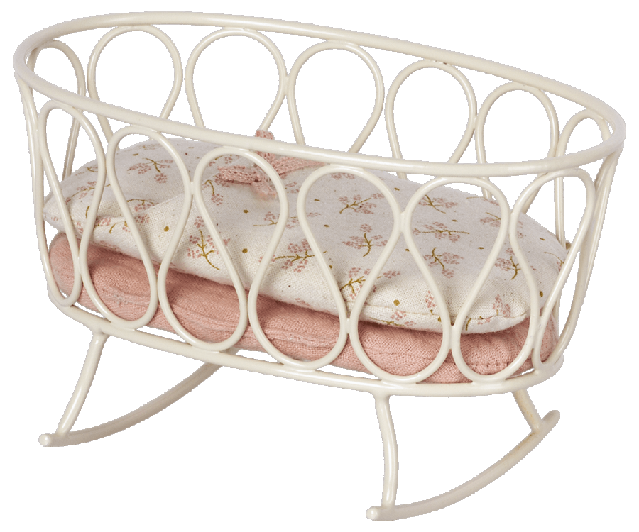 Maileg Cradle with Sleeping Bag in Rose