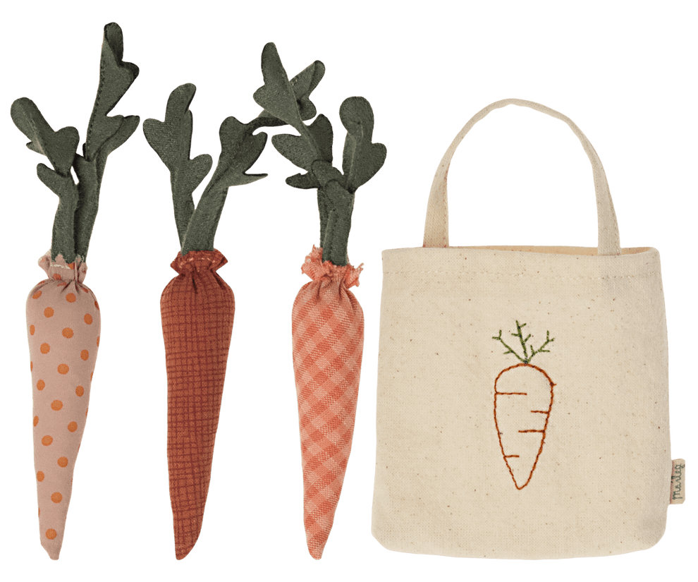 Maileg Sweet Carrots in Shopping Bags for Mice/Rabbits/Bunny Toys