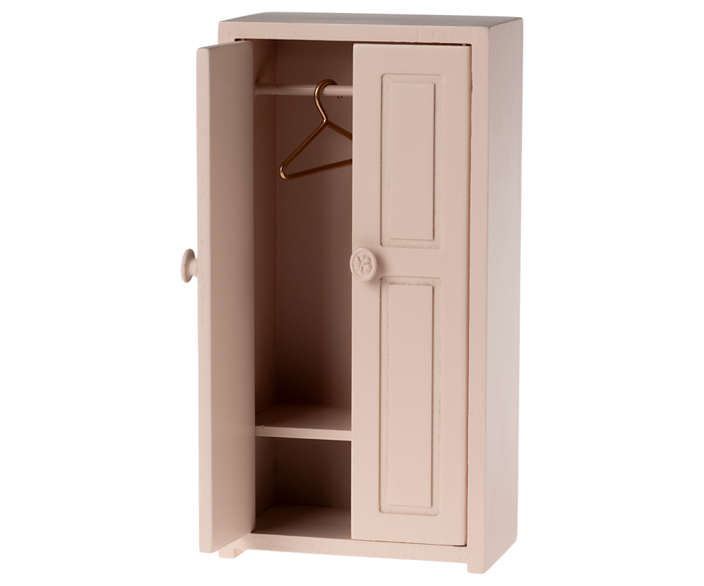 Maileg Wooden Closet for Mouse Clothes in Light Rose